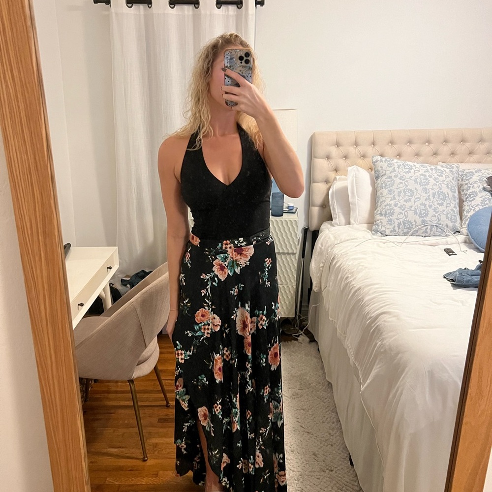 Black Floral Maxi Skirt